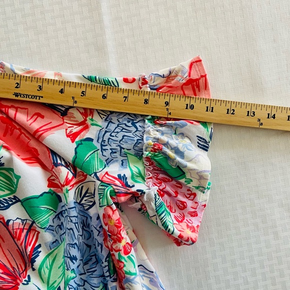 Kim Rogers Floral Dress - Bright Multicolor. Medium Ruffled Sleeve 100% Cotton - Picture 7 of 16